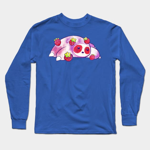 Strawberry Sloth Watercolor Long Sleeve T-Shirt by saradaboru